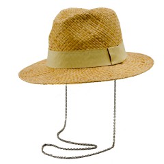 Шляпа федора ЭРИКА с цепочкой солома натуральный