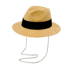 Шляпа федора ЭЛИЗА с цепочкой натуральный