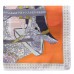 Платок АТЛАС 90*90 Ремешки-Украшения оранж/серый
