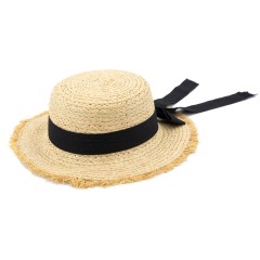 Шляпа канотье КЛАРА натуральный черная лента