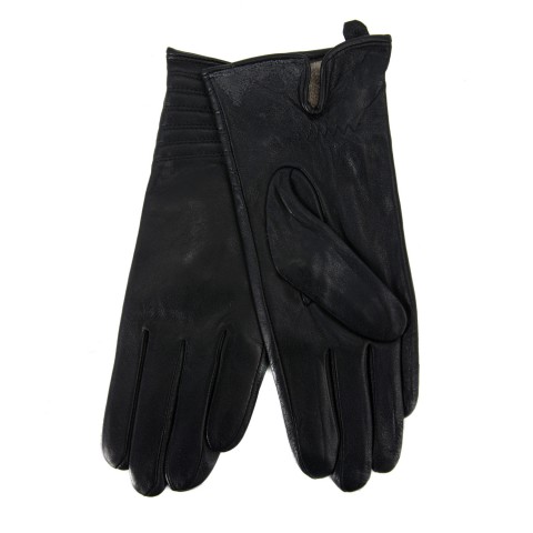 Перчатки кожаные Ginge Gloves 6 СТРОЧЕК значек ласточка подкладка шерсть черный 10 шт