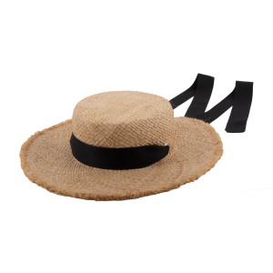 Шляпа канотье Vilss РОДОС натуральный лента атлас черный