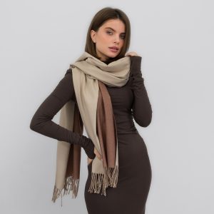 Палантин КАШЕМИР Двосторонній бежевий/т. бежевий CASHMERE